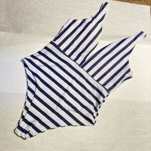 Women's Unbranded Swimsuit L White  Blue Striped